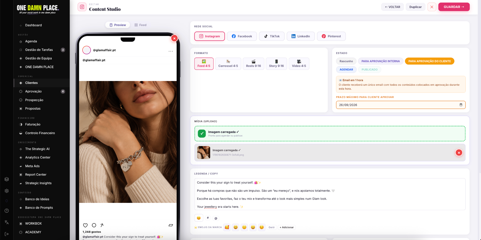 Content Studio — criar e agendar publicações